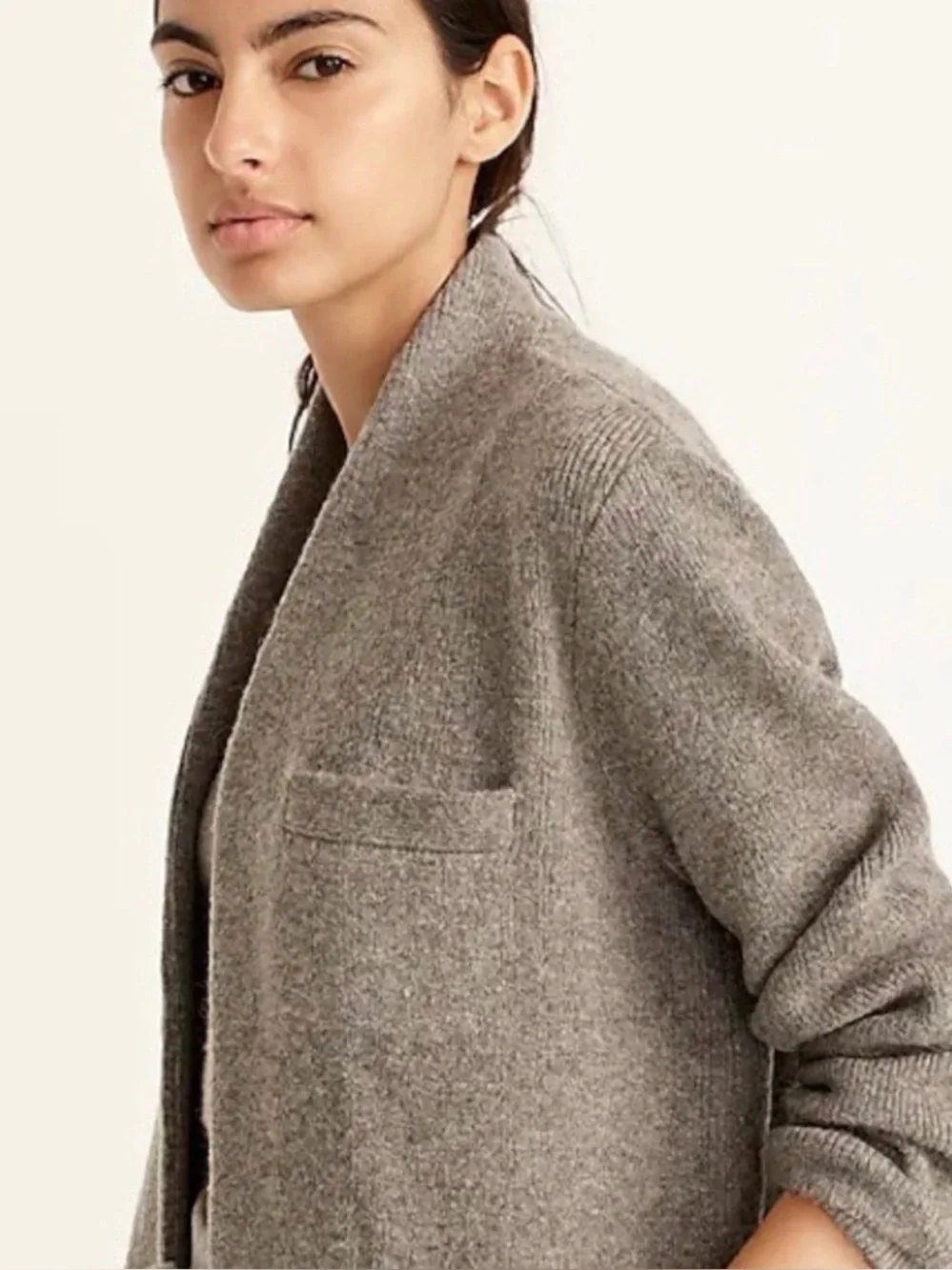 J.Crew Oversized Cocoon Cardigan Sweater Merino Wool Alpaca Blend Gray Size S